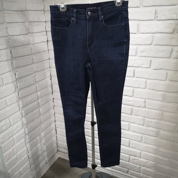 Calvin Klein Jeans Ladies Size 4 Dark Wash High Rise Skinny Blue Jeans - Picture 1 of 12